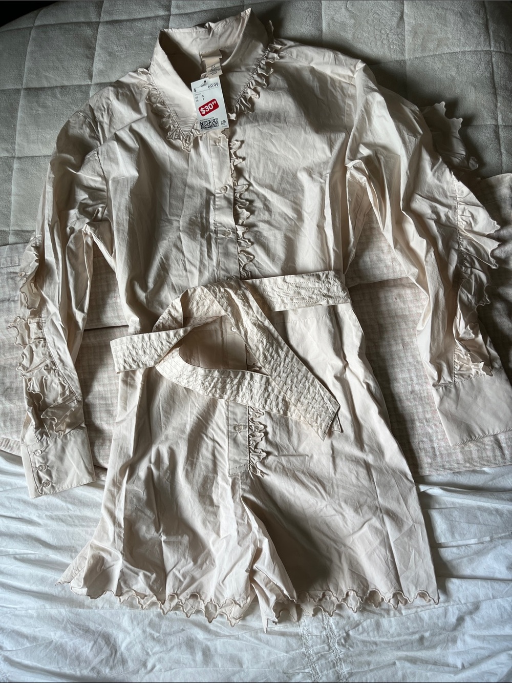 NWT Light Pink / off white Ruffle Detail romper
